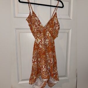 Floral Orange and White Women's Romper